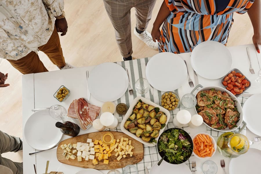 A table set with a shared meal, ready for fellowship